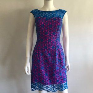 LILLY PULITZER SELINA BLUE PINK LACE DRESS SIZE 0